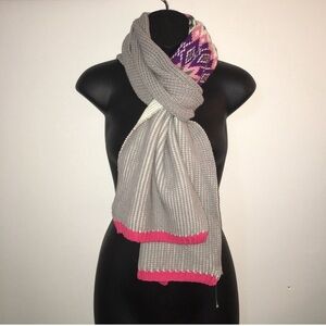 Light grey Colorblock fairisle grey scarf